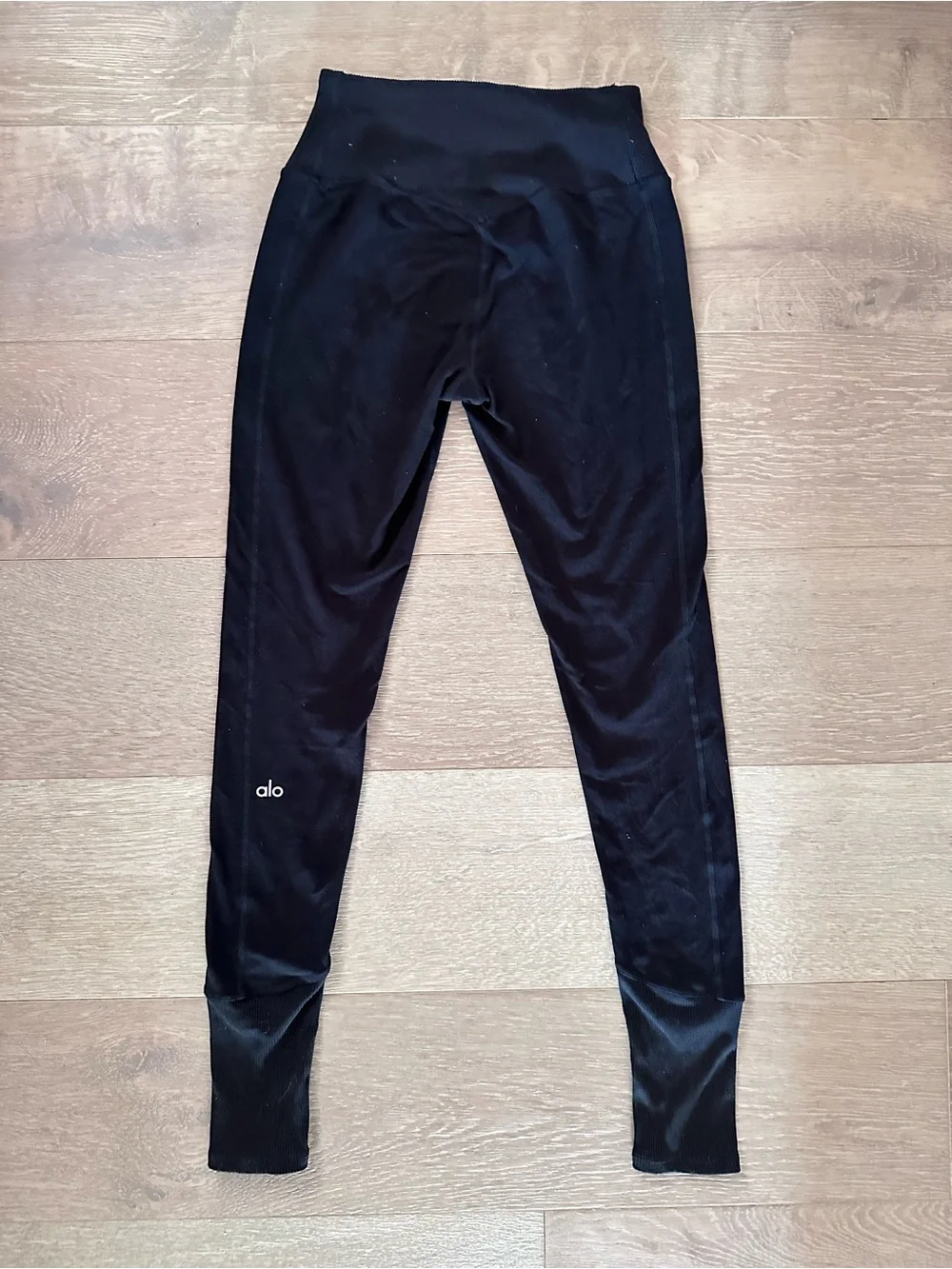 ALO Yoga Black Ribbed High-Waist Leggings